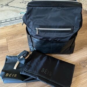 BEIS Diaper Backpack, Black + Accessories